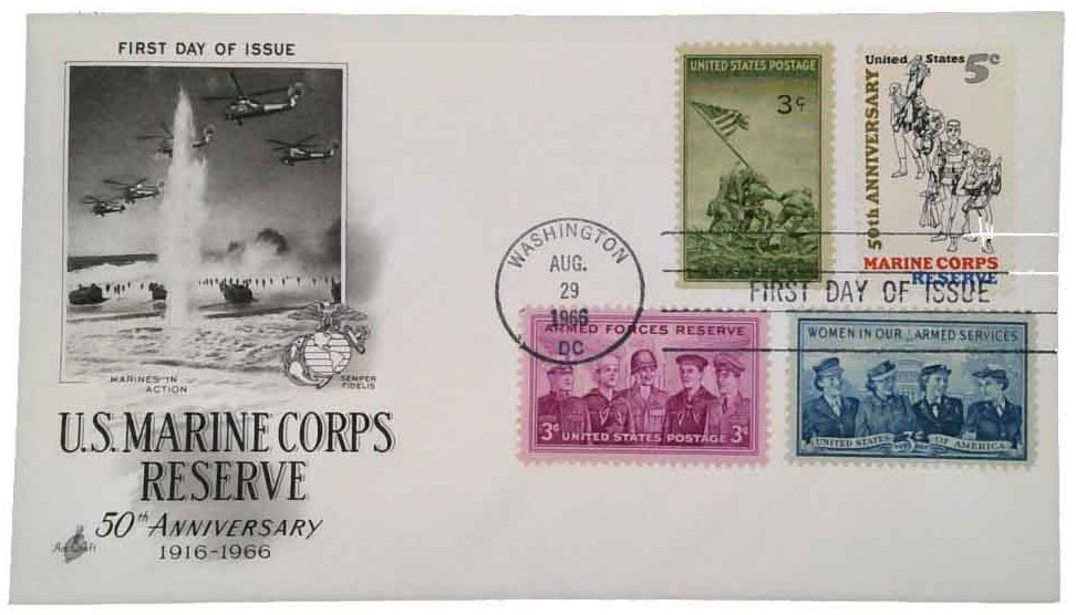 1966 5¢ Marine Corps Reserve Classic Combination First Day Cover