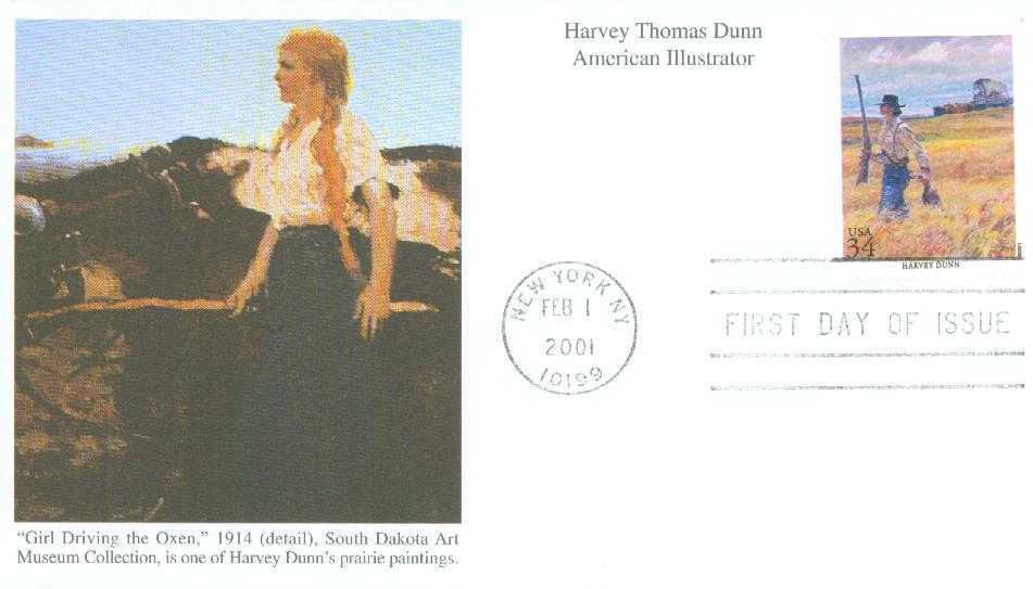 # 3502o - 2001 34c American Illustrator Harvey Dunn Mystic First Day Cover