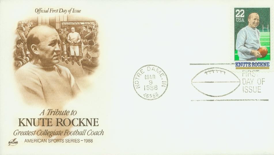 1988 22¢ Knute Rockne Classic First Day Cover