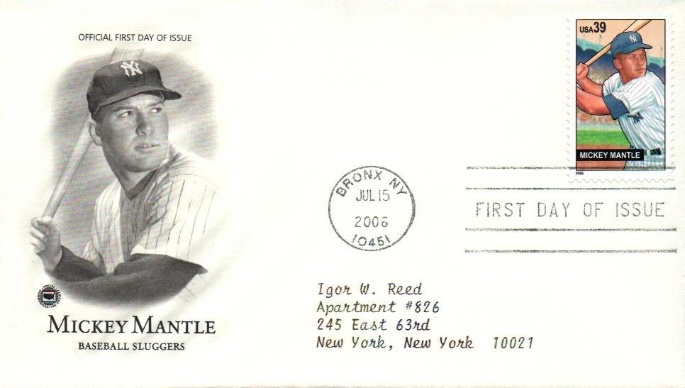 # 4083 - 2006 39c Mickey Mantle Classic First Day Cover