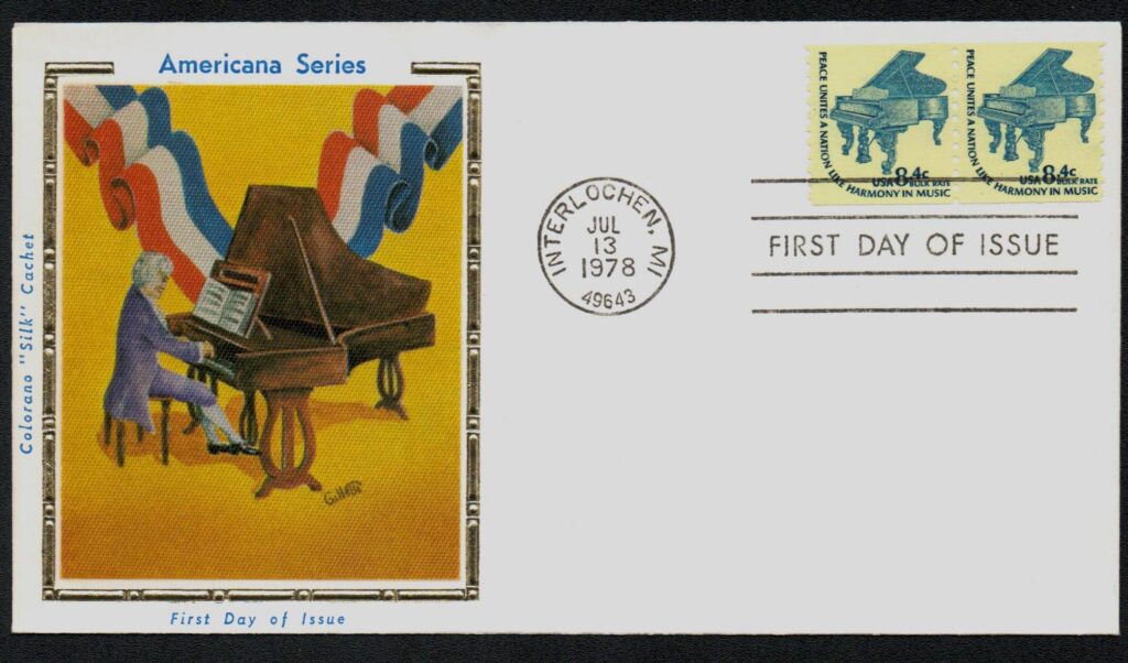 # 1615C - 1978 8.4c Grand Piano, coil Colorano Silk Cachet First Day Cover