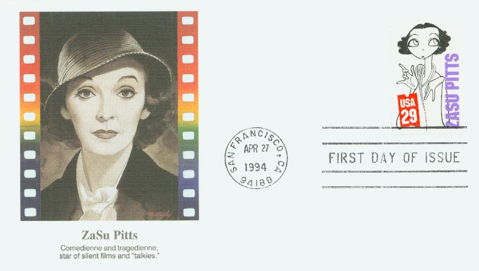 # 2824 - 1994 29c Silent Screen Stars: Zasu Pitts Fleetwood First Day Cover