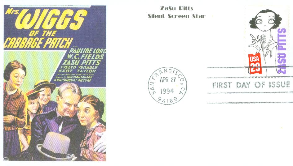 # 2824 - 1994 29c Silent Screen Stars: Zasu Pitts Mystic First Day Cover