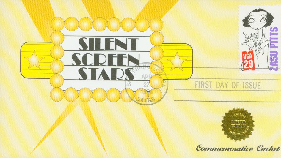 # 2824 - 1994 29c Silent Screen Stars: Zasu Pitts Classic First Day Cover