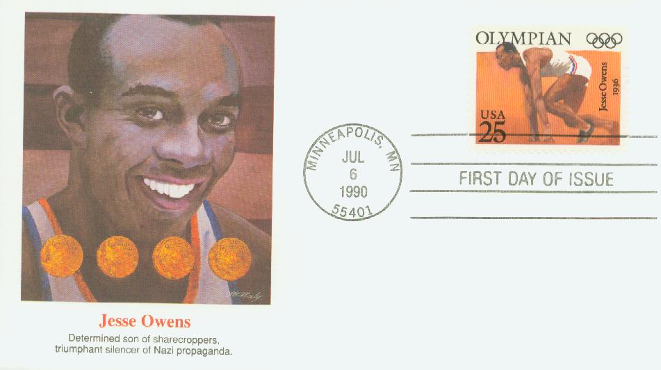 1990 25¢ Olympians: Jesse Owens Fleetwood First Day Cover