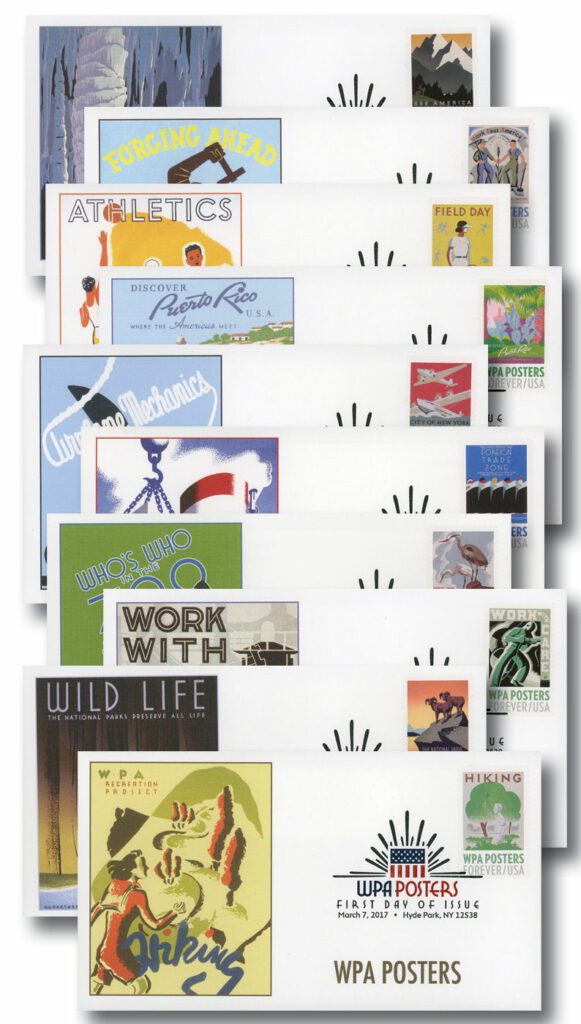 2017 WPA Posters Complete set of 10 WPA posters First Day Covers