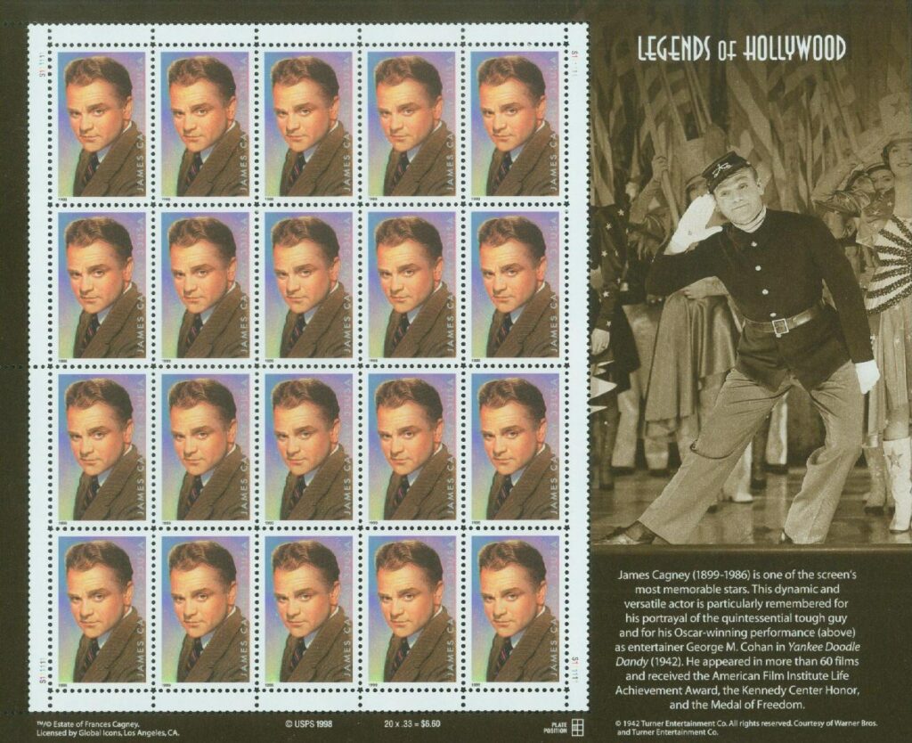 1999 33¢ James Cagney Mint Sheet