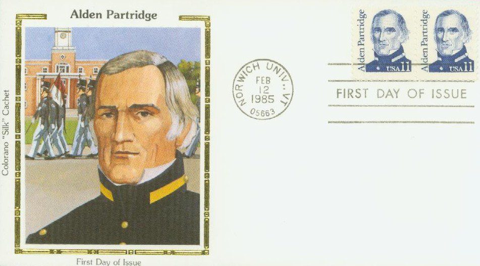 # 1854 - 1985 11c Great Americans: Alden Partridge Colorano Silk Cachet First Day Cover