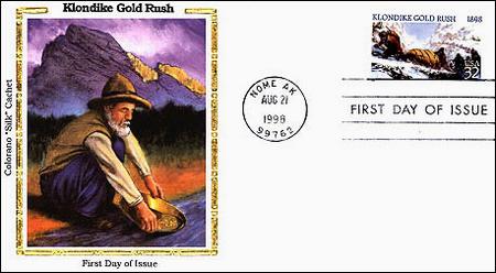 1998 32¢ Klondike Gold Rush Colorano Silk Cachet First Day Cover