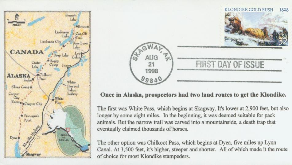 1998 32¢ Klondike Gold Rush Classic First Day Cover