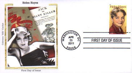 # 4525 - 2011 First-Class Forever Stamp - Helen Hayes Colorano Silk Cachet First Day Cover