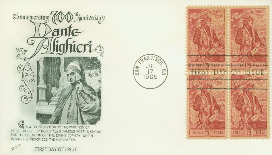 1965 5¢ Dante Alighieri Fleetwood First Day Cover