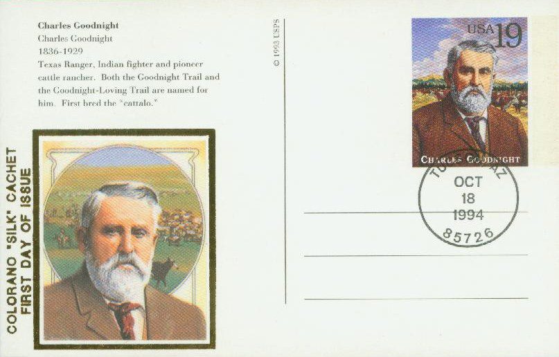# UX189 - 1994 19c Charles Goodnight Postal Card 