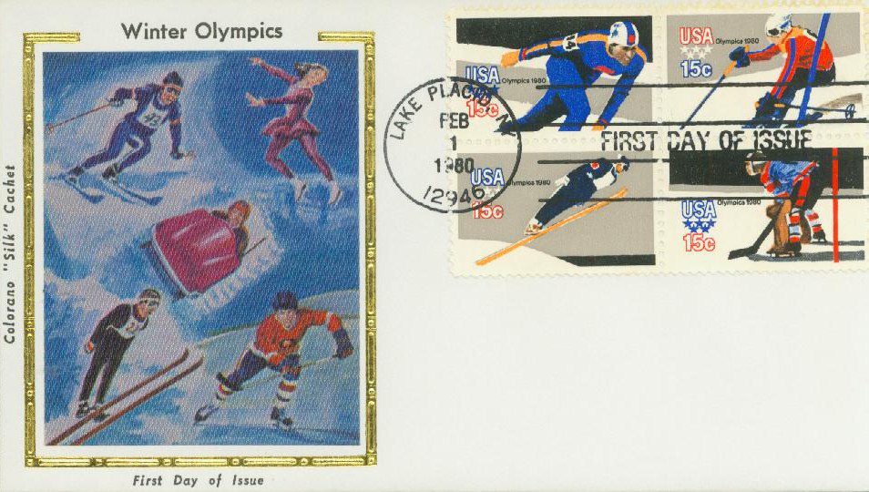# 1795-98 - 1980 15c 13th Winter Olympic Games Colorano Silk Cachet First Day Cover