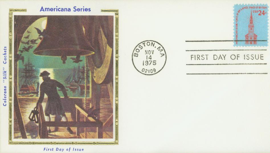 # 1603 - 1975 24c Americana Series: Old North Church Colorano Silk Cachet First Day Cover
