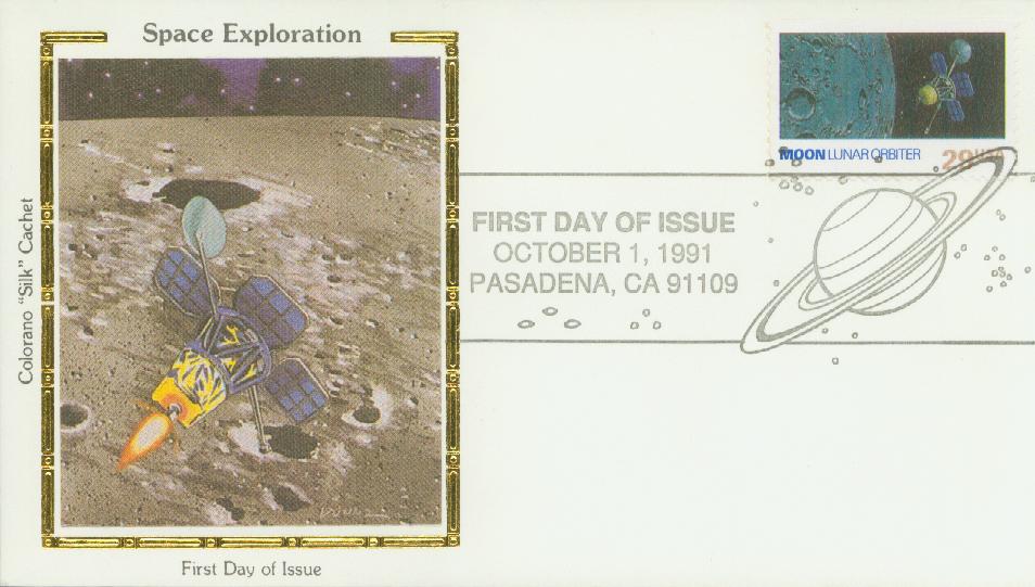 1991 29¢ Space Exploration: Moon Colorano Silk Cachet First Day Cover
