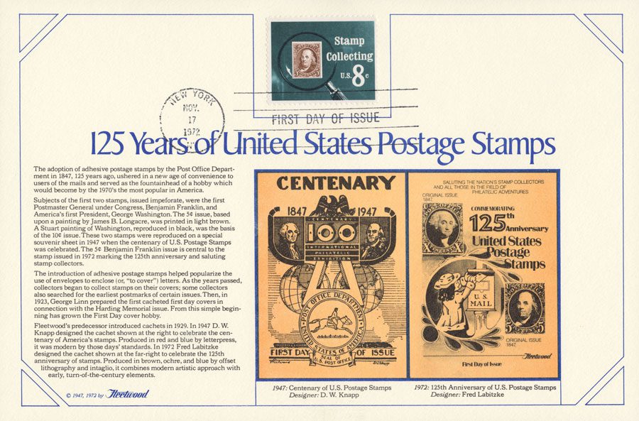 1972 8¢ Stamp Collecting First Day Cover Proofcard