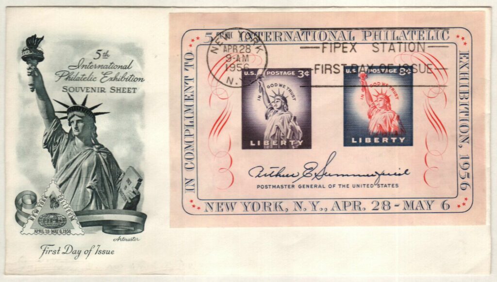 1956 3¢ & 8c FIPEX, s/s Classic First Day Cover
