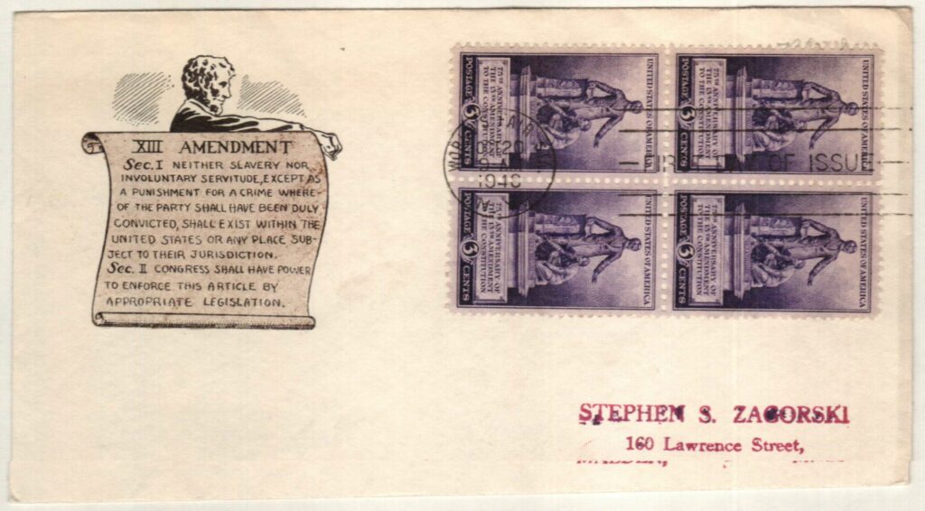 1940 3¢ Emancipation Memorial, 13th Amendment Classic First Day Cover