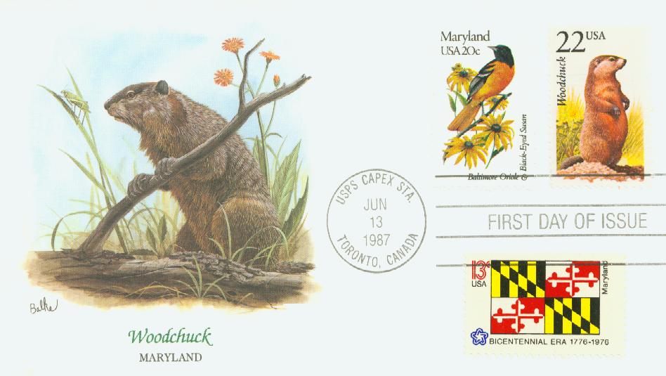 # 2307 - 1987 22c North American Wildlife: Woodchuck Fleetwood First Day Cover