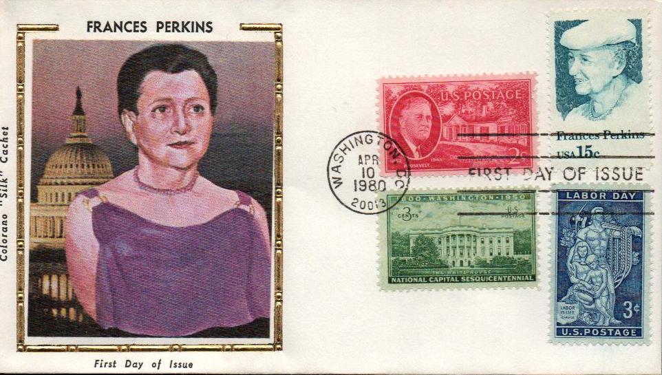 # 1821 - 1980 15c Frances Perkins Colorano Silk Cachet Combination First Day Cover