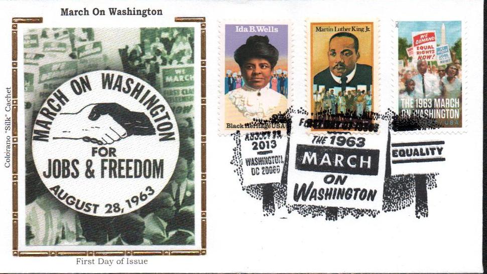 2013 46¢ March on Washington  Colorano Silk Cachet Combination First Day Cover