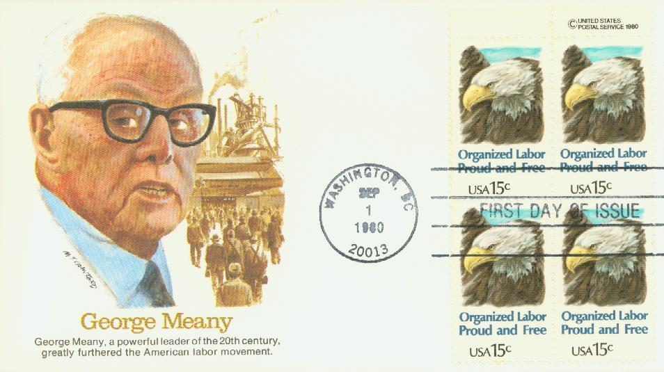 1980 15¢ Eagle, Organized Labor Fleetwood First Day Cover 