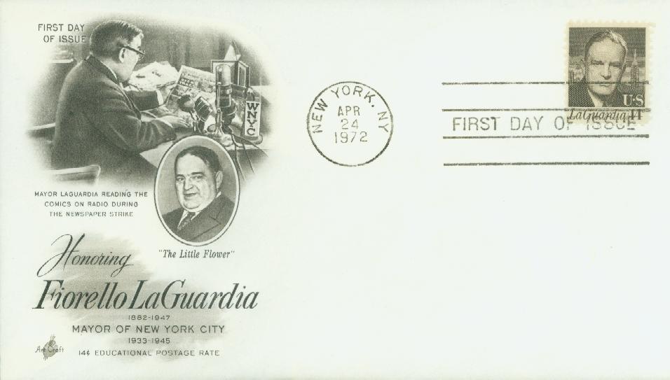 1972 14¢ Fiorello H. LaGuardia Classic First Day Cover