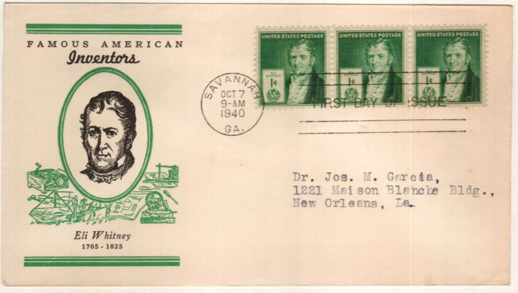 # 889 - 1940 Famous Americans: 1c Eli Whitney Classic First Day Cover
