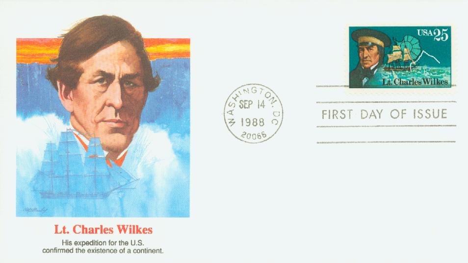1988 25¢ Lt. Charles Wilkes Fleetwood First Day Cover
