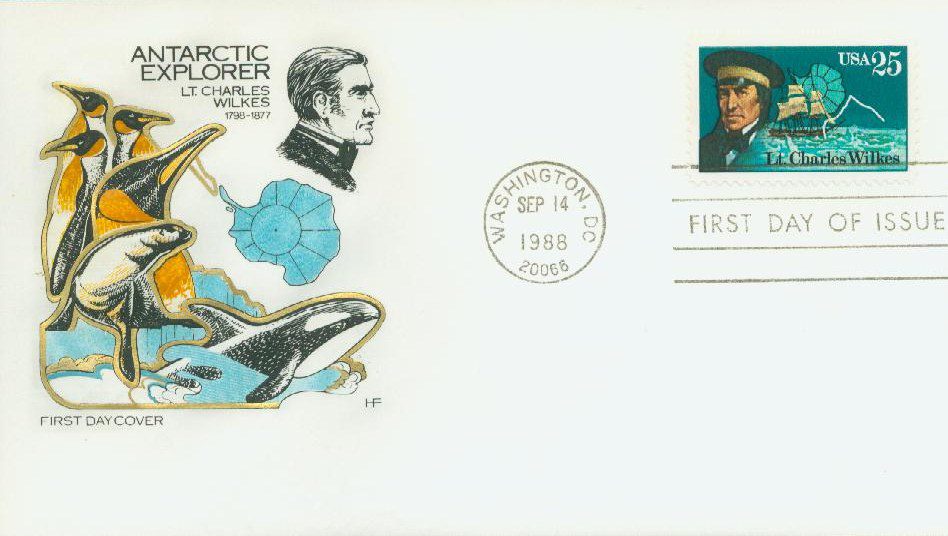1988 25¢ Lt. Charles Wilkes Classic First Day Cover