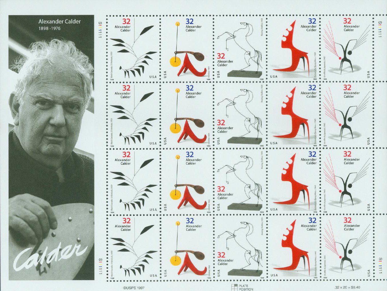 1998 32¢ Alexander Calder mint stamp sheet