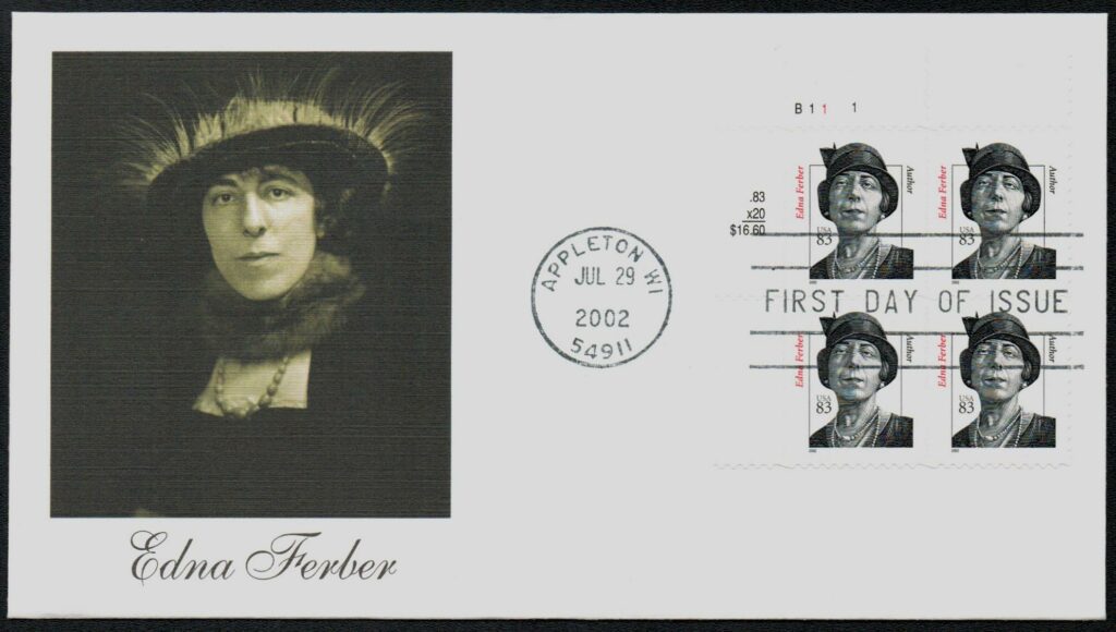 2002 83¢ Edna Ferber Fleetwood Plate Block First Day Cover