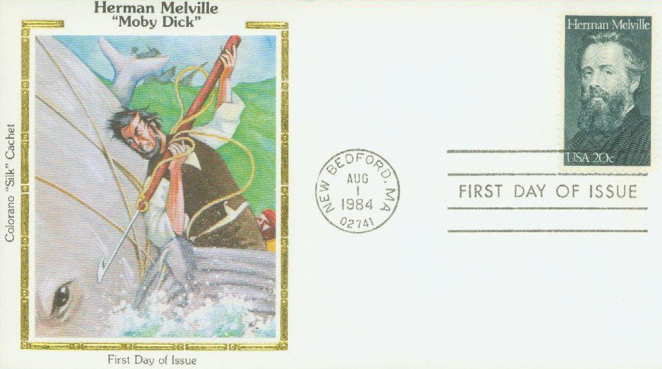 1984 20c Literary Arts: Herman Melville Colorano Silk Cachet First Day Cover