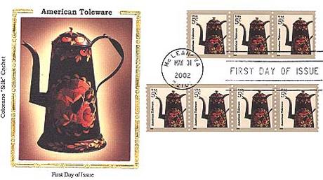 2002 5¢ American Toleware Colorano Silk Cachet First Day Cover
