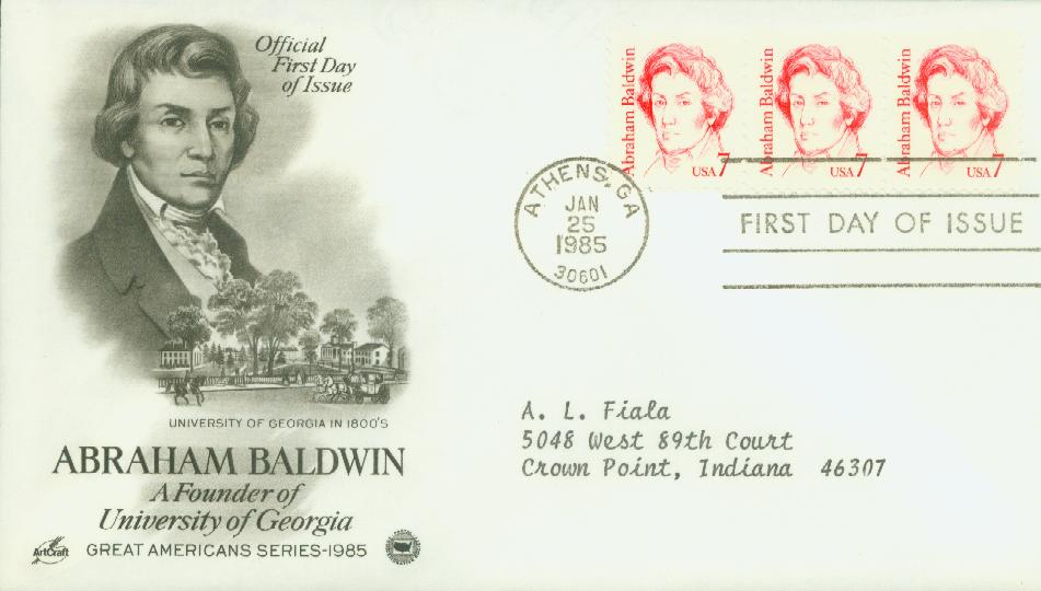 # 1850 - 1985 7c Abraham Baldwin Classic First Day Cover