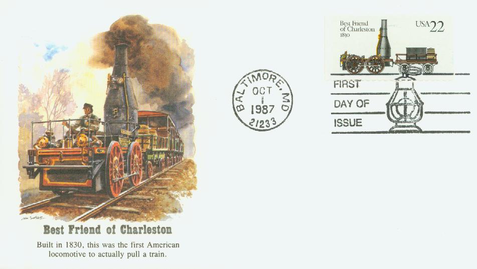 # 2363 - 1987 22c Steam Locomotives: Best Friend of Charleston Fleetwood First Day Cover