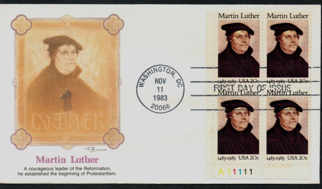 1983 20¢ Martin Luther Fleetwood Plate Block First Day Cover