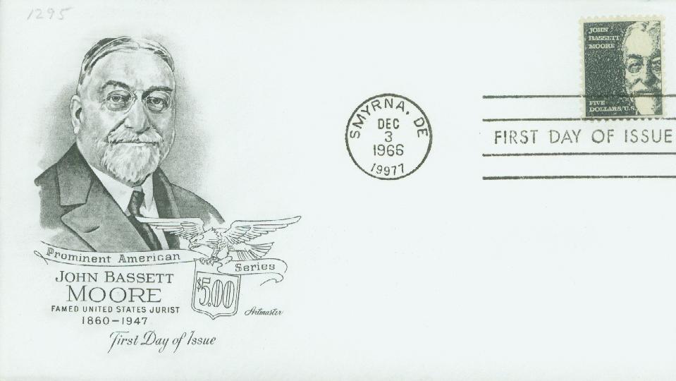 # 1295 - 1966 $5 John Bassett Moore Classic First Day Cover