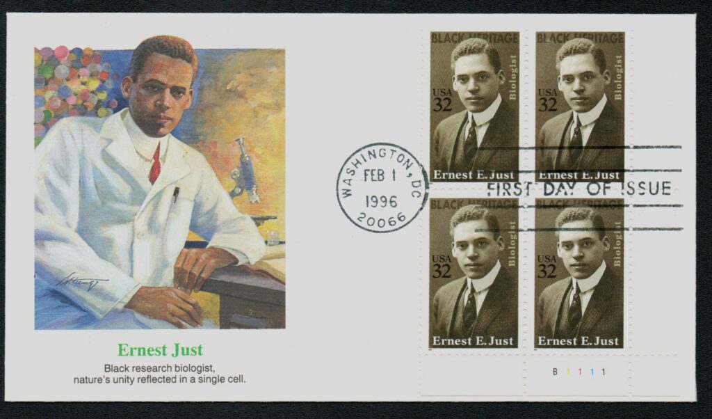 1996 32¢ Ernest E. Just Fleetwood Plate Block First Day Cover