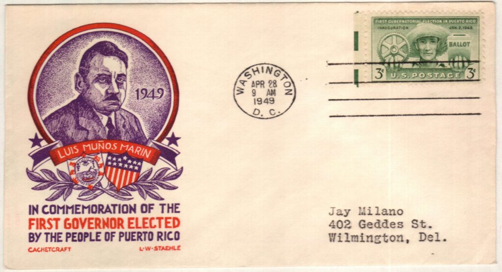 1949 3¢ Puerto Rico Election Classic First Day Cover