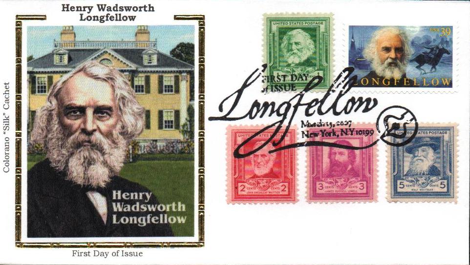2007 39¢ Henry Wadsworth Longfellow Colorano Silk Cachet Combination First Day Cover
