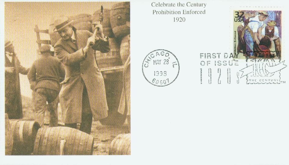 # 3184c - 1998 32c Prohibition Mystic First Day Cover