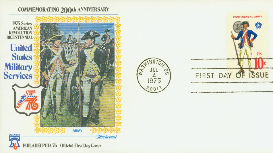1975 10c Continental Army Fleetwood First Day Cover