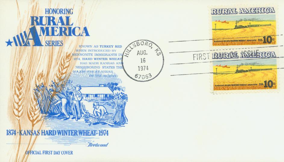 1974 10¢ Winter Wheat and Train Fleetwood First Day Cover