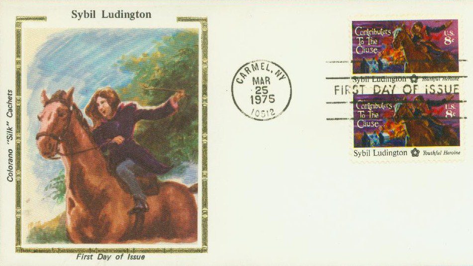 1975 8¢ Sybil Ludington Colorano Silk Cachet First Day Cover