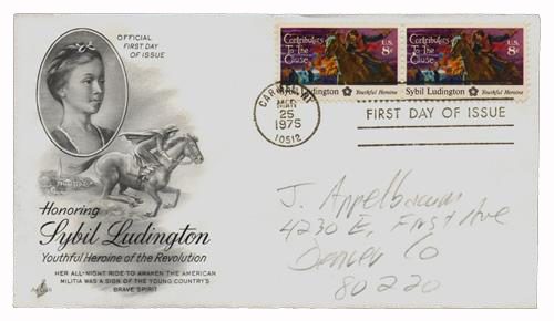1975 8¢ Sybil Ludington Classic First Day Cover