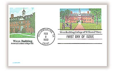 # UX167 - 1993 19c Postal Card - Wern Building, William & Mary College Fleetwood First Day Cover