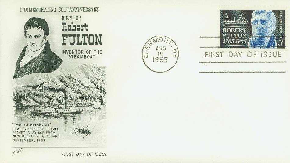 # 1270 - 1965 5c Robert Fulton Fleetwood First Day Cover