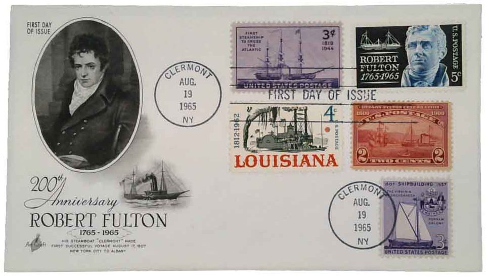 # 1270 - 1965 5c Robert Fulton Classic Combination First Day Cover